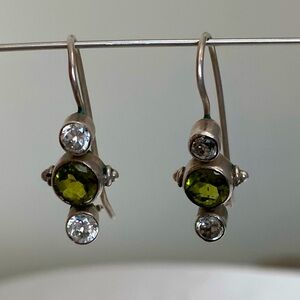 Peridot CZ Silver Drop Dangle Earrings